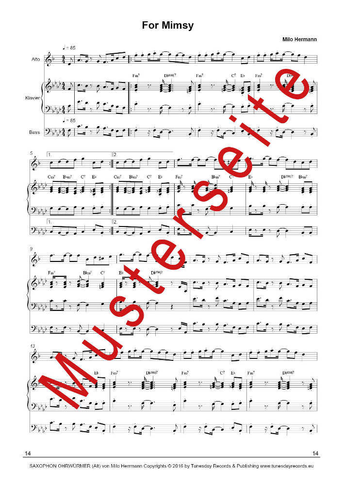 Saxophon OhrwÃ¼rmer - Noten fÃ¼r Alt-Sax mit MP3-Download